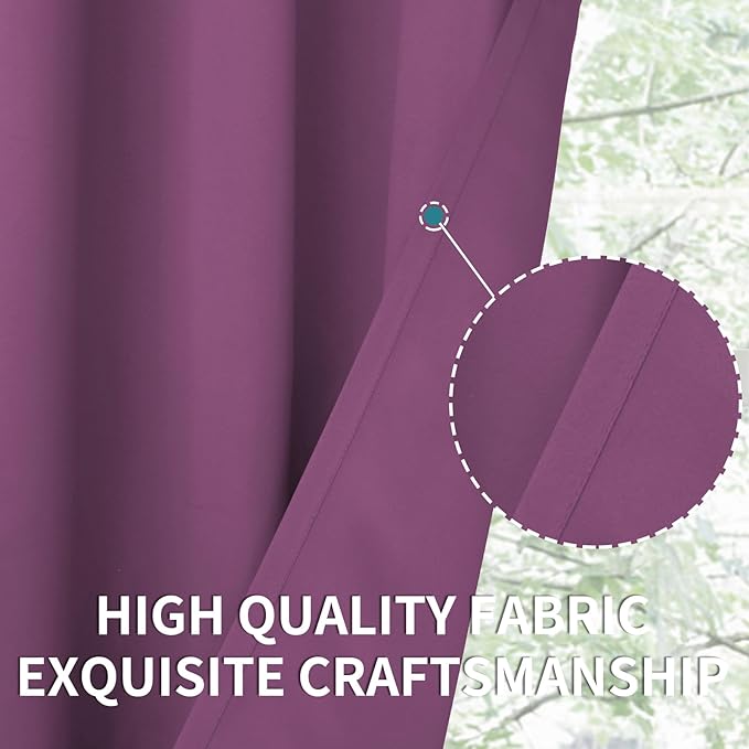 BGment Room Darkening Curtains 45 Inches Long - Grommet Thermal Insulated Drapes Window Treatment Curtains for Bedroom, 2 Panels, 52 x 45 Inch, Eggplant Purple
