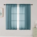 Dusty Blue Sheer Curtains for Bedroom Living Room 45 Inch Length 2 Panels, Soft Light Filtering Small Kitchen Window Curtains, Rod Pocket Short Curtain Drapes, Dusty Blue, 42" Wx45 L Inches