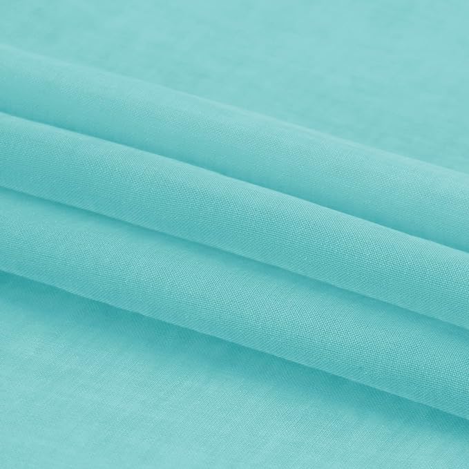 DWCN Aqua Sheer Curtains Semi Transparent Voile Rod Pocket Curtains for Bedroom and Living Room, 52 x 63 inches Long, Set of 2 Panels