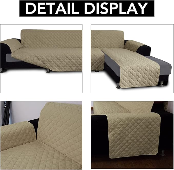 Easy-Going Sofa Slipcover L Shape Sofa Cover Sectional Couch Cover Furniture Protector Mat for Pets Dog Cat (X-Large, Beige/Beige)