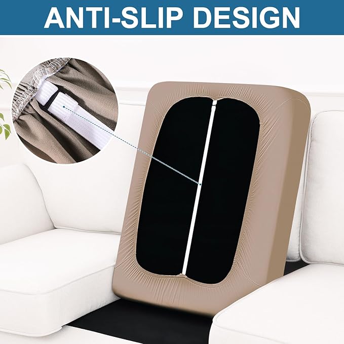 Smiry Printed Couch Cushion Covers, Stretch Soft Couch Covers for Sofa, Washable Non-Slip Sofa Slipcover Furniture Protector for Indoor and Outdoor (1 Pack, Mocha)