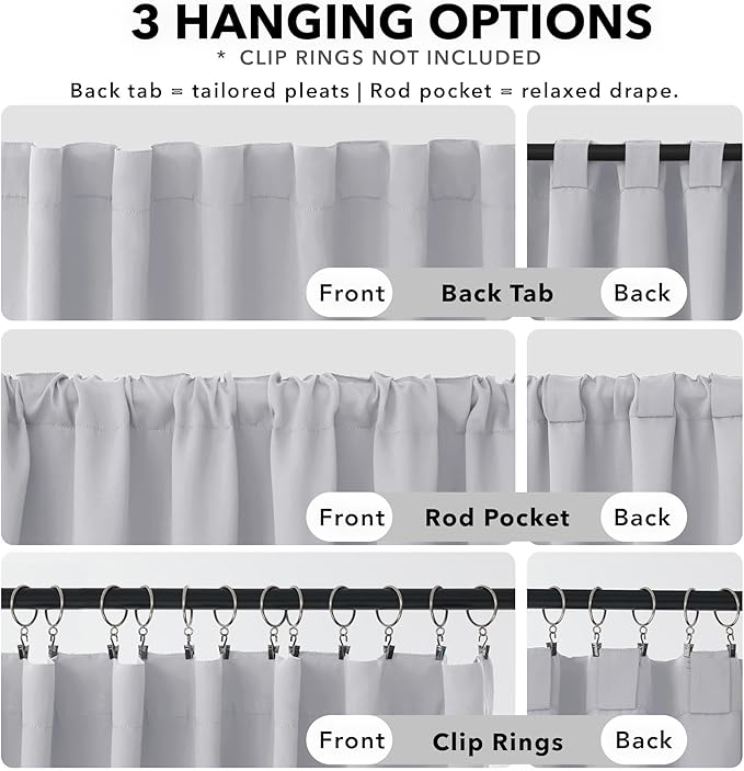 Deconovo Blackout Curtains, Thermal Insulated, W70 x L95 2 Panels, Back Tab, Machine Washable, Room-Darkening Drapes for Bedroom/Living Room Star White