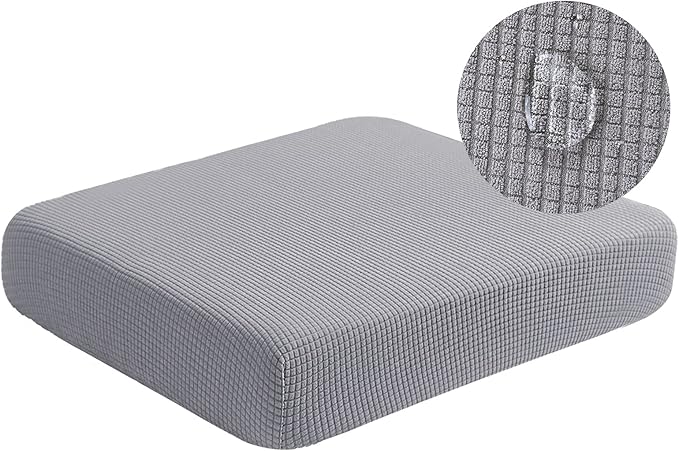 Water Repellent Couch Cushion Covers, High Stretch Sofa Cushion Slipcovers, Furniture Protector for Living Room, Washable Sofa Seat Slipcover, 1 Seater Settee (Chair Cushion, Light Gray)