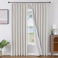 Joydeco Pinch Pleated Linen Curtains for Living Room, 100% Blackout Darkening Curtains 72 inches Length 2 Panel Thermal Insulated Pinch Pleat Drapes(Ivory,40'' Wx72'' L)