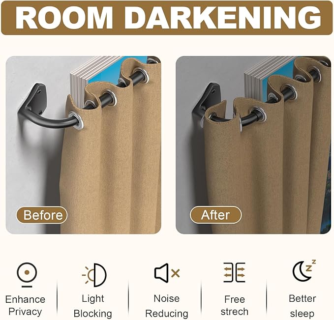 GXOACKJ Black Curtain Rods for Windows 48 to 84 inch, 5/8 inch Adjustable Wrap Around Blackout Curtain Rods for Bedroom & Outdoor
