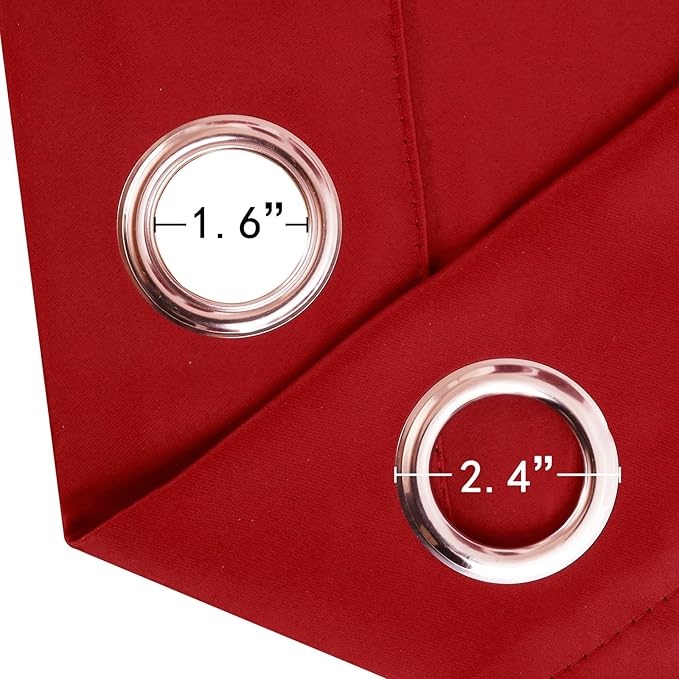 LEMOMO Blackout Curtains 66 x 54 Inch Long Bright Red Curtains Set of 2 Panels Room Darkening Curtains for Bedroom and Living Room