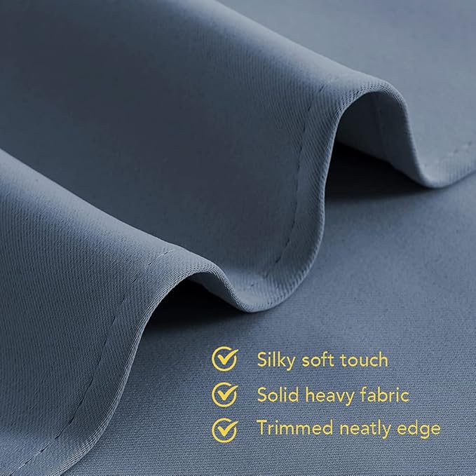 NICETOWN Thermal Insulated Curtains Blackout Draperies, Window Treatment Solid Grommet Room Darkening Drape Panels for Bedroom (Stone Blue, Set of 2, 70 by 95 inches Long)