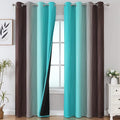 Estelar Textiler Brown and Teal Ombre Blackout Curtains 90 Inch Length 2 Panels Set, Thermal Insulated Drapes for Bedroom, Full Room Darkening Grommet Gradient Curtains for Living Room,52Wx90L