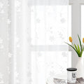 HOMEIDEAS White Sheer Curtains 63 Inch Length 2 Panels White Embroidered Floral Pattern Semi Sheer Window Curtains for Bedroom Living Room