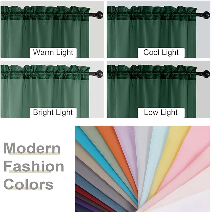 Hunter Green Sheer Curtains 84 Inches Long 2 Panels, Soft Airy Light Filtering Curtains for Bedroom Living Room, Rod Pocket Privacy Drapes Window Treatments, Hunter Green, Total Wide 84 Inch