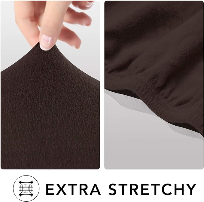 PureFit Super Stretch Sofa Slipcover – Spandex Non Slip Soft Couch Sofa Cover, Washable Furniture Protector with Non Skid Foam and Elastic Bottom for Kids, Pets （Sofa, Chocolate）