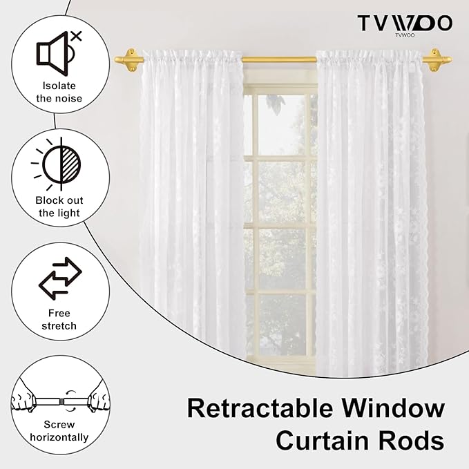 TVWOO Gold Wrap Around Curtain Rods:5/8" Small Blackout Adjustable Window Curtain Rod for Bedroom Kitchen Apartment Renter Friendly,Room Darkening Curved Drapery Rods Easy Install,Brass Golden 28-60"