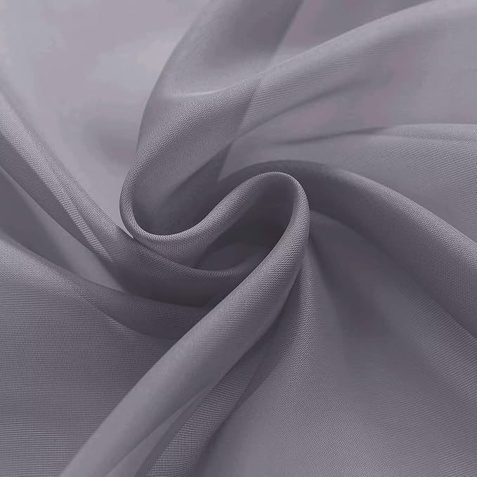 youleyar Solid Sheer Rod Pocket Curtain Voile Draperies 2 Panels White Beige Black Ivory Grey 26 Inch Width 24 Inch Long 1 Pair for Kitchen Bedroom Children Living Room Yard(Grey,26W x 24L)