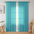 Turquoise Sheer Curtains 84 Inches Long 2 Panels, Soft Airy Light Filtering Curtains for Bedroom Living Room, Modern Rod Pocket Privacy Drapes Window Treatments, Total Wide 84 Inch