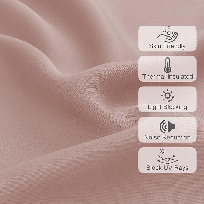 Chyhomenyc Blush Pink Valances for Window, Room Darkening Short Curtains for Kitchen Bedroom Living Room, Rod Pocket Top Small Window Treatment Valance RV Bunk Panels, 60Wx18L, 2 Pieces