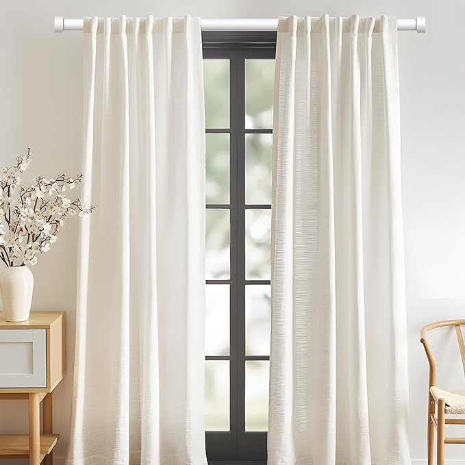 VOIIY White Curtain Rods for Windows 18 to 42 Inch(1.5-3.5 Feet),1" Diameter Drapery Rods with Modern Style End Cap Finials,Size:18''-42''