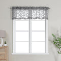 OWENIE Furman Charcoal Gray Sheer Curtains Valances for Windows, Small Short Sheer Curtains for Living Room Bedroom, Airy Solid Curtains with Geometric Jacquard Clip Design, 2 Pcs Each 40Wx14L inch
