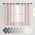 NICETOWN Semi Sheer Rich Linen Curtains Flax Texture, Grommet Vertical Thick Enough to Keep Privacy Sheer Window Treatment for Girl's/Princess Bedroom, W52 x L45, 1 Pair, Dusty Blush