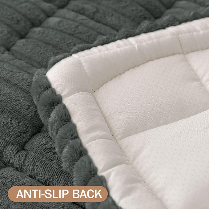 Smiry Couch Cover for Dogs Washable, Non Slip Fuzzy Pet Couch Covers for 3 Cushion Sofa Pet Friendly, Thick Soft Sofa Slipcovers Cushion Protector (Dark Grey, 27.6" x 88")