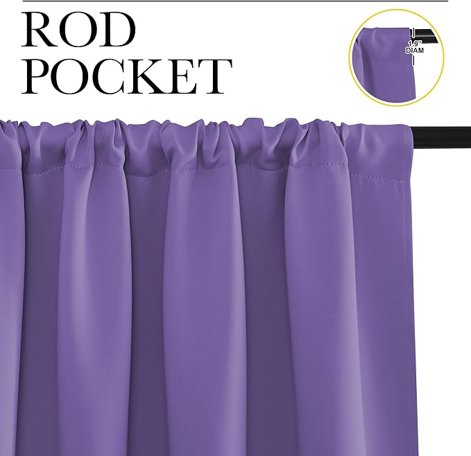 NICETOWN Blackout Curtains for Bedroom, Blackout Curtain Panels, Lilac Purple, 1 Pair, 42 by 45-inch, Window Treatment Energy Saving Thermal Insulated Solid Rod Pocket Blackout Drapes/Draperies