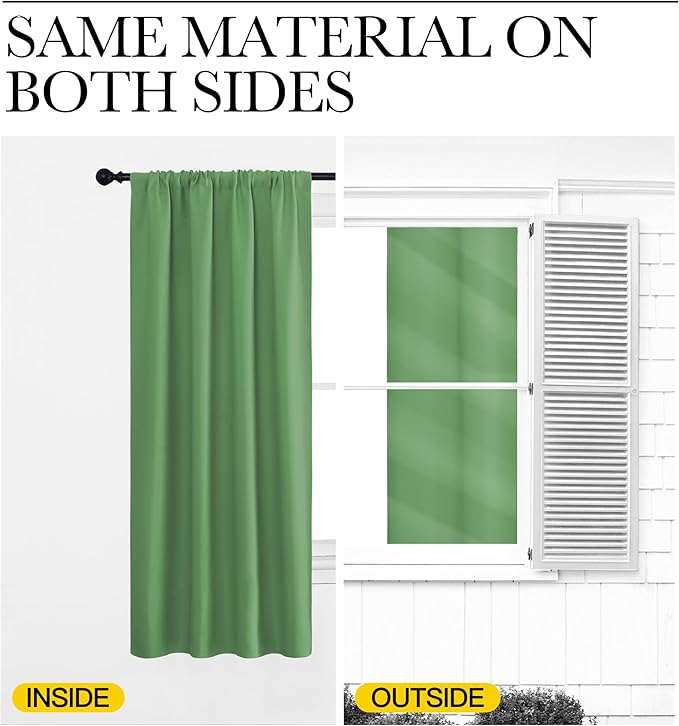 NICETOWN Living Room Curtains, Blackout Draperies, Froest Green, 1 Pair, 70 x 84-inch, Home Decorations Thermal Insulated Solid Rod Pocket Blackout Drapes for Cafe