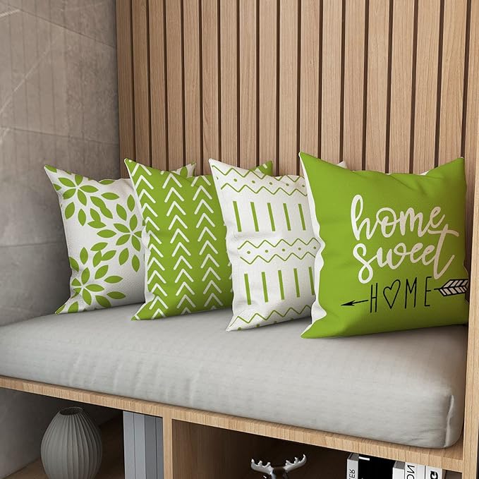 YCOLL Pillow Covers 20x20 Set of 4, Modern Sofa Throw Pillow Cover, Decorative Outdoor Linen Fabric Pillow Case for Couch Bed Car, Sage Green