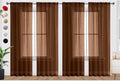 SpaceDresser Brown Sheer Curtains 4 Panels Rod Pocket Semi-Sheer Curtain 84 Inches Long Light Filtering Voile Window Drapes for Bedroom Living Room Kitchen, Each 52W x 84L