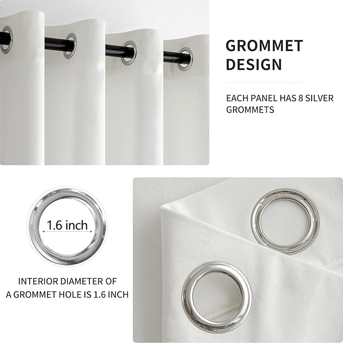 MIULEE 90 Inches Velvet Pure White Elegant Grommet Thermal Insulated Soundproof Room Darkening/Drapes for Classical Living Room Bedroom Decor 52 x 90 Inch Set of 2