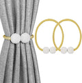 Melaluxe 2 Pack Magnetic Curtain Tiebacks, Decorative Curtain Holdbacks for Window Décor (Gold)