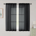 Sheer Black Curtains for Bedroom Living Room 54 Inch Length 2 Panels Set, Solid Soft Airy Light Filtering Window Treatments, Modern Rod Pocket Drapes, Black, 42" Wx54 L Inches