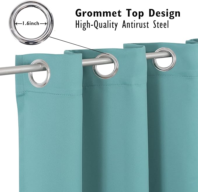 ChrisDowa Blackout Curtains 84 inches Long for Bedroom - 2 Panels Set Grommet Thermal Insulated Room Darkening Curtains for Living Room (Aqua, 42 x 84 Inch)