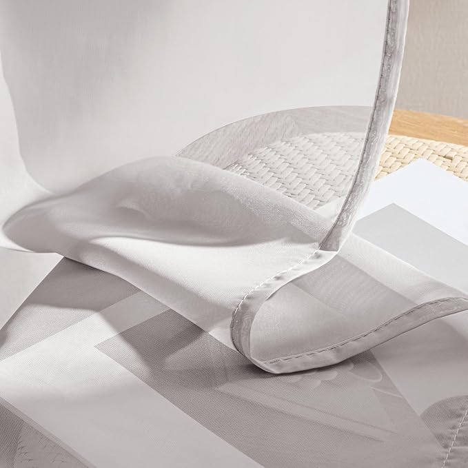 MIULEE Greyish Lilac Sheer Curtains 84 Inches Long, 4 Panels Set, Rod Pocket Light Filtering Window Drapes for Bedroom and Living Room, Elegant Airy Fabric, 42 x 84 Inches