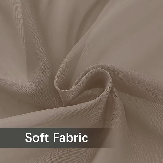 youleyar Solid Sheer Rod Pocket Curtain Voile Draperies 2 Panels White Beige Black Grey Ivory 52 Inch Width 84 Inch Long 1 Pair for Kitchen Bedroom Children Living Room Yard (Taupe,52Wｘ84L)