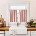 RYB HOME 100% Blackout Basement Curtains 24 inches Long, Heat & UV Blocking Total Room Darkening Noise Reducing Curtains for Bathroom RV Campers, Peach Pink, 2 Panels Set