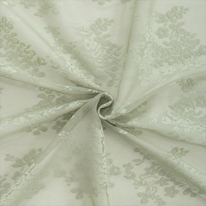 YJ YANJUN Vintage Lace Curtains 54 Inch Length-Victorian Floral Pattern Sage Green Sheer Curtains for Bedroom Laundry Room Light Filtering Boho Kitchen Small Window Treatments W52 X L54 Sage 2 Panels
