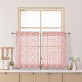 Chyhomenyc Blush Pink Sheer Curtains 30 Inch Length, Light Filtering Leaf Tufted Textured Small Window Kitchen Curtain Over Sink, Short Half Window Curtains for Bathroom Basement, 30"Wx30"L, 2 Panels