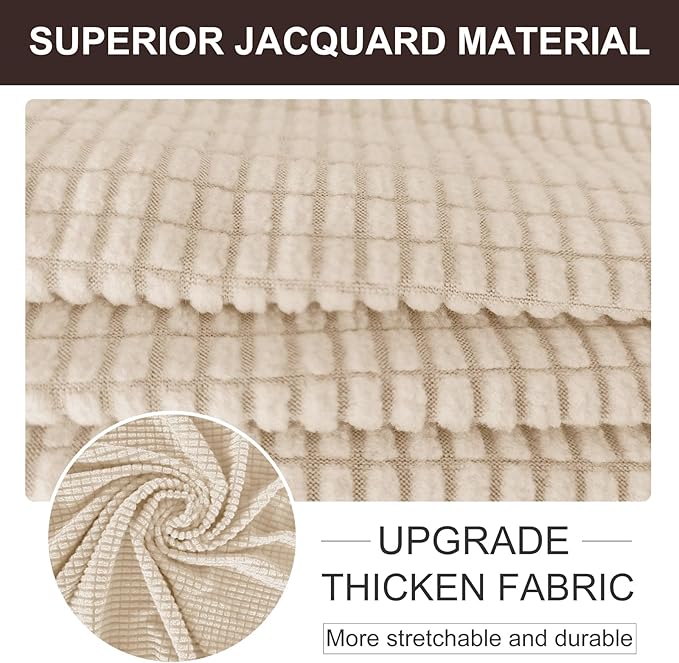 U-NICE HOME Oversized Stretch Loveseat Couch Cover Sofa Covers Washable Sofa Slipcover Furniture Protector for 2 Cushion Couch Sofa Pet Friendly, Beige