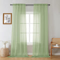 Gwine Light Green Sheer Curtains 96 Inches Long 2 Panels, Elegant Window Treatments Voile Curtains for Living Room, Light Filtering Rod Pocket Sheer Drapes, Each 42" Wx96