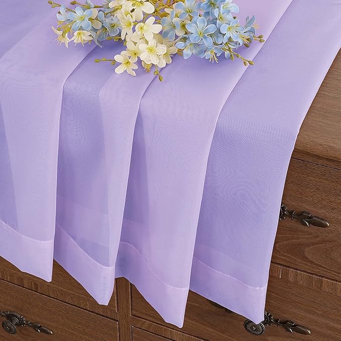 Window Sheer Curtains 54 inch Length, Soft Airy Light Filtering Sheer Curtain 2 Panels Set, Dual Rod Pocket Gauze Drapes for Living Room Bedroom, Lavender, 2x42Wx54L Inches