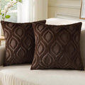 decorUhome Throw Pillow Covers 22x22 Inch Set of 2, Soft Plush Faux Wool Dark Brown Solid Couch Pillow Covers, Accent Euro Sham Farmhouse Neutral Square Pillow Cases for Sofa Bed Living Room