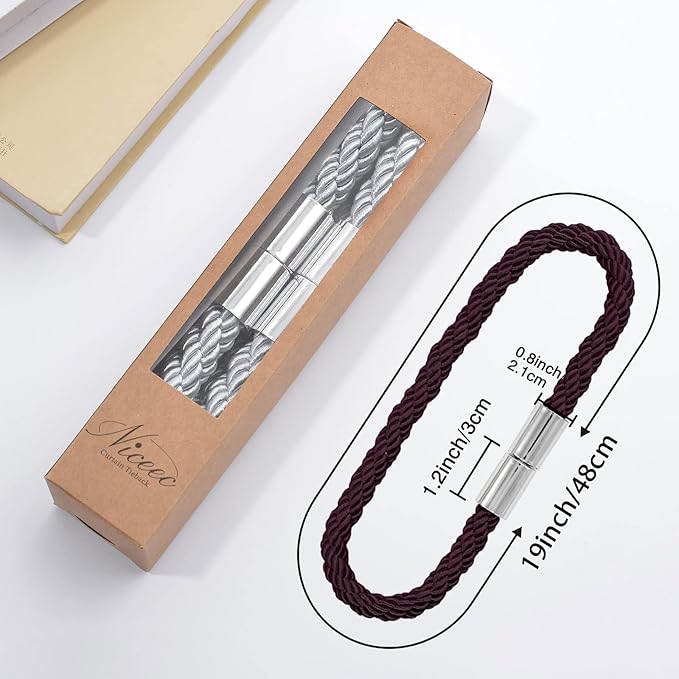 NICEEC 6 Pack Strong Magnetic Curtain Tiebacks Modern Simple Style Drape Tie Backs Convenient Decorative Weave Rope Curtain Holdbacks for Thin or Thick Home & Office Window Draperies (Deep Purple)
