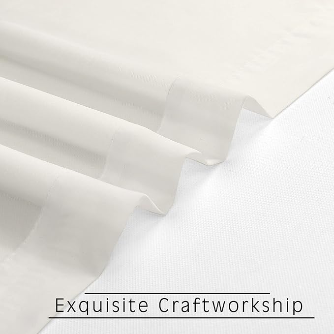OWENIE Ivory Sheer Valance for Kitchen Windows Set of 2, Small Modern Rod Pocket Voile Valance Curtain Window Treatment Decor for Living Room Bathroom Cafe Laundry Basement, 42" W x 14" L