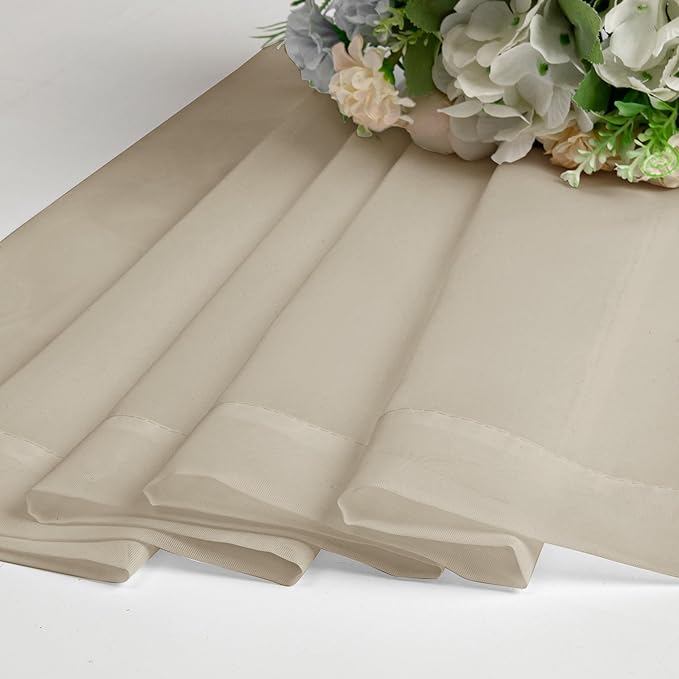 Lecloud Taupe Sheer Curtains 72 Inch Length 2 Panels, Light Filtering Soft Solid Voile Tan Sheer Curtain for Bedroom Living Room, Airy Gauzy Double Rod Pockets Window Drapes, Each 42Wx72L Inches