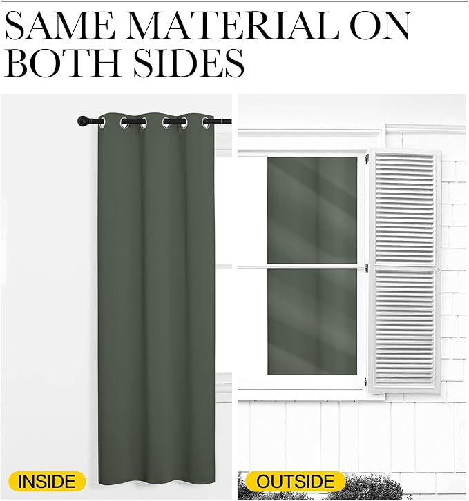 NICETOWN Thermal Insulated Curtains Blackout Draperies, Window Treatment Solid Grommet Room Darkening Drape Panels for Bedroom (Dark Mallard, Set of 2 Panels, 34 by 63 inches Long)