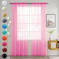 youleyar Solid Sheer Rod Pocket Curtain Voile Draperies 2 Panels White Beige Black Grey Coffee 52 Inch Width 84 Inch Long 1 Pair for Kitchen Bedroom Children Living Room Yard (New Pink,52Wｘ84L)