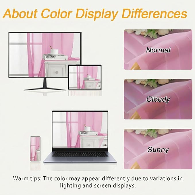 Gwine Sheer Curtains 63 Inch Length - Light Filtering Rod Pocket Window Curtain Panels for Bedroom, Elegant Soft Voile Living Room Sheer Drapes, Each 42Wx63L, 2 Panels, Pink