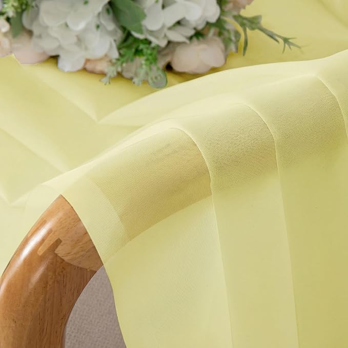 Simplebrand Light Yellow Rod Pocket Top Solid Voile Sheer Curtains for Bedroom, 54 Inch Length Drapes Set of 2, Lightweight and Light Filtering Elegant Curtains Panels Window Treatment, 42W×54L