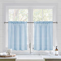DWCN Sky Blue Sheer Curtains for Kitchen Windows - Rod Pocket Semi Transparent Voile Tier Curtains for Bedroom, Living Room, Farmhouse, 36 x 36 inches Long, Set of 2 Panels