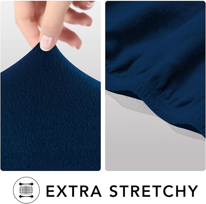PureFit Super Stretch Sofa Slipcover – Spandex Non Slip Soft Couch Sofa Cover, Washable Furniture Protector with Non Skid Foam and Elastic Bottom for Kids, Pets （Loveseat, Navy）