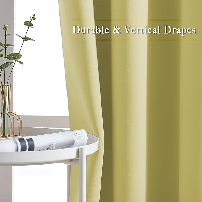 NICETOWN Paler Yellow Doorway Curtains 80 inches Long, Grommet Privacy Door Curtains Room Darkening Thermal Window Treatments for Bedroom/Living Room, 2 Panels, W46 x L80